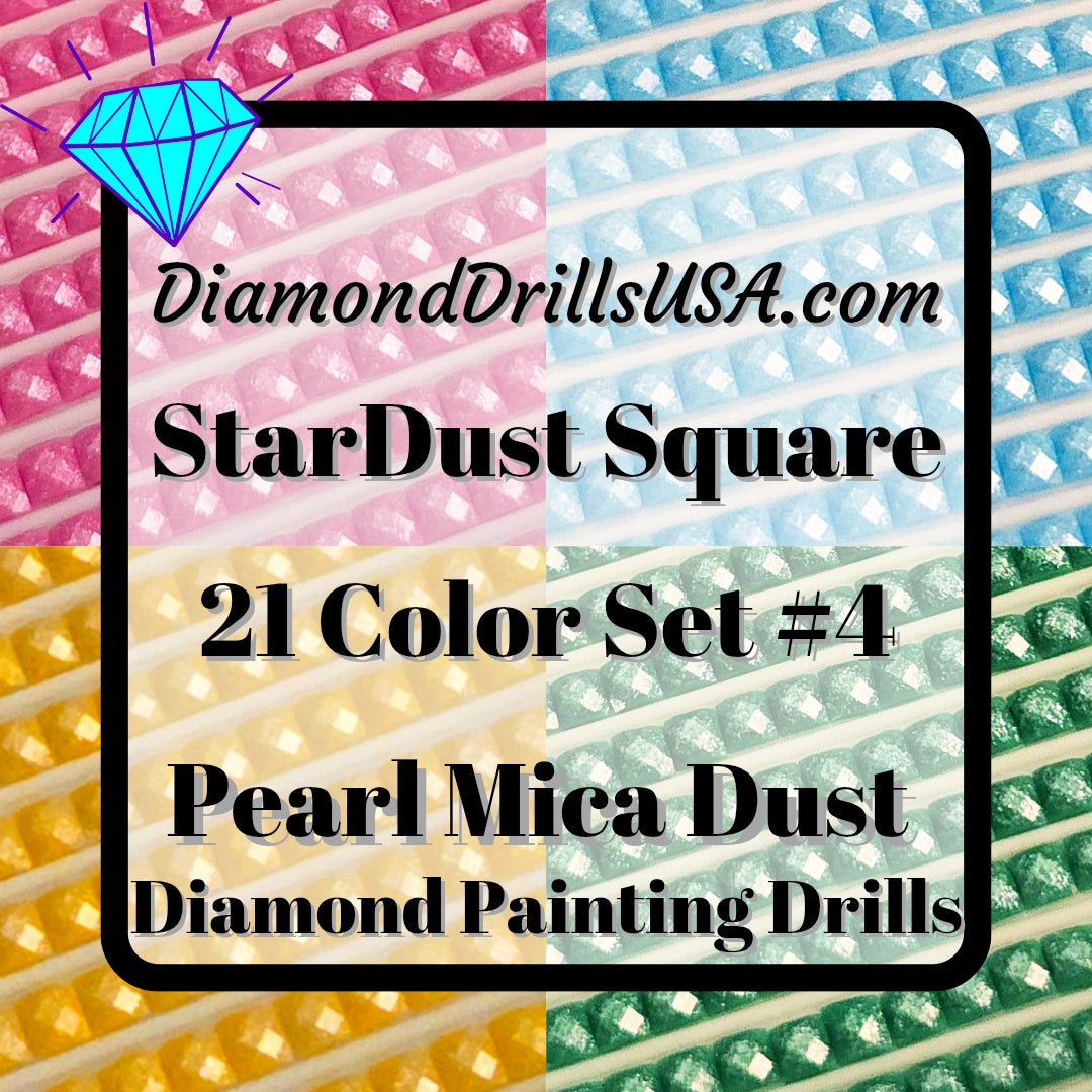 Set #4 - 21 StarDust SQUARE Drills 5D Fairy Pixie Pearl Mica Dust Diamond Painting Drills