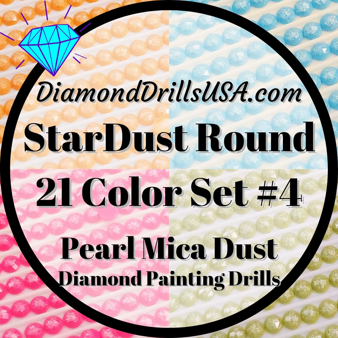 Set #4 - 21 StarDust ROUND Drills 5D Fairy Pixie Pearl Mica Dust Diamond Painting Drills