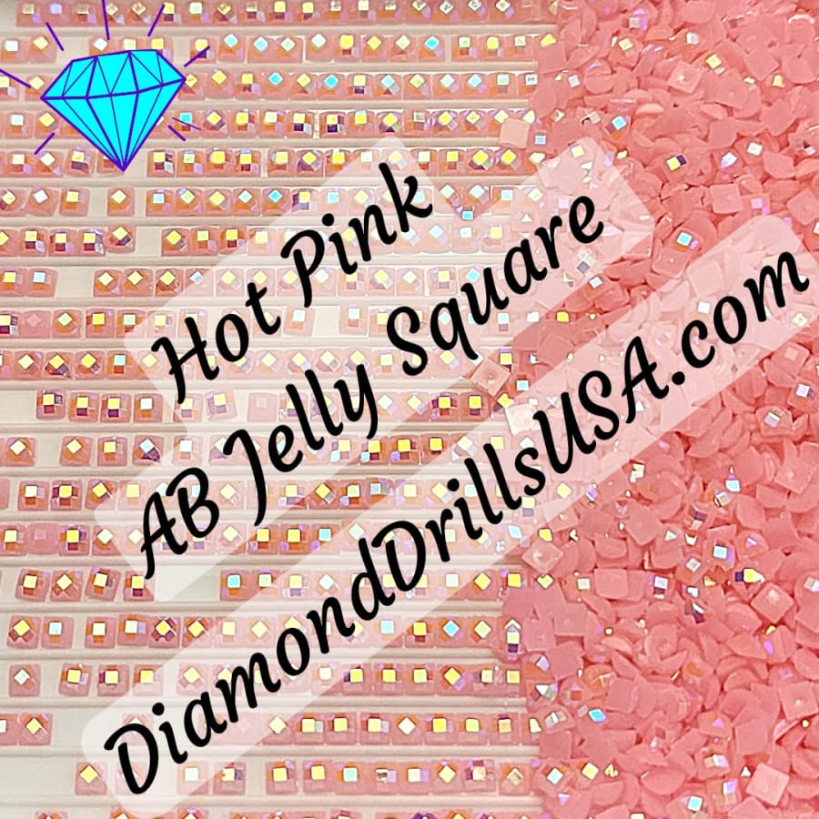 AB Hot Pink Jelly SQUARE Aurora Borealis 5D Diamond