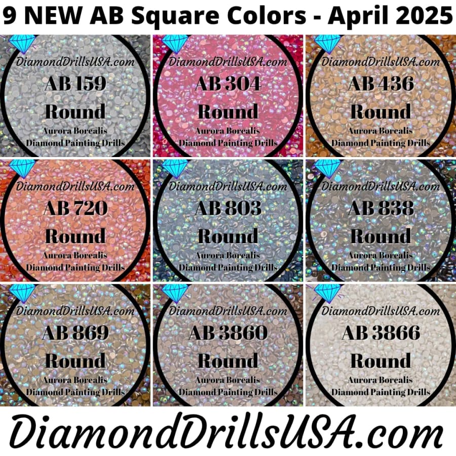AB ROUND April 2025 Set - 9 Colors Aurora Borealis Diamond