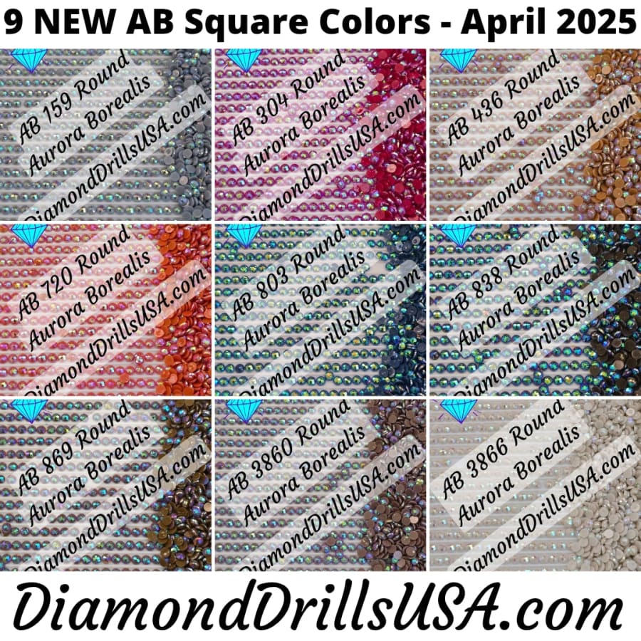 AB ROUND April 2025 Set - 9 Colors Aurora Borealis Diamond
