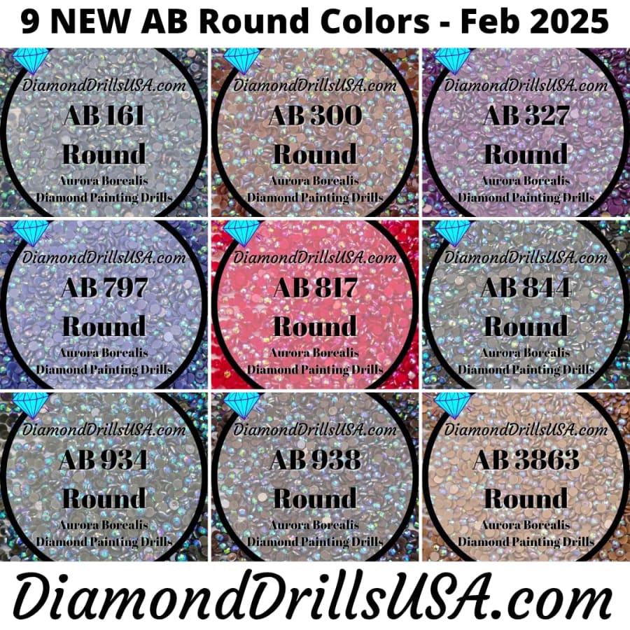 AB ROUND Feb 2025 Set - 9 Colors Aurora Borealis Diamond