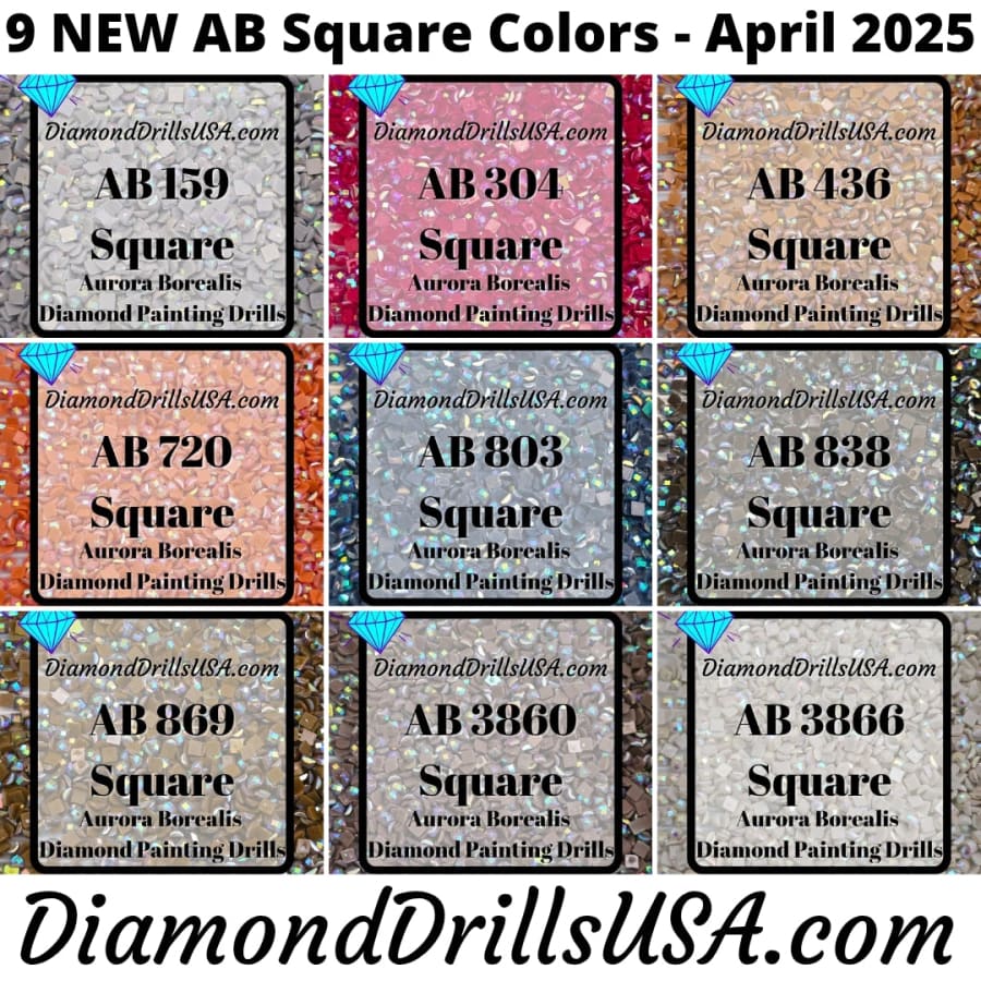 AB SQUARE April 2025 Set - 9 Colors Aurora Borealis Diamond