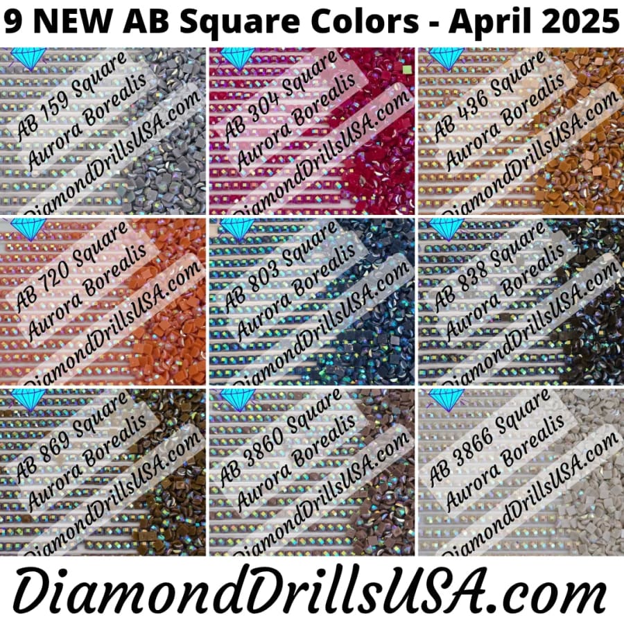AB SQUARE April 2025 Set - 9 Colors Aurora Borealis Diamond