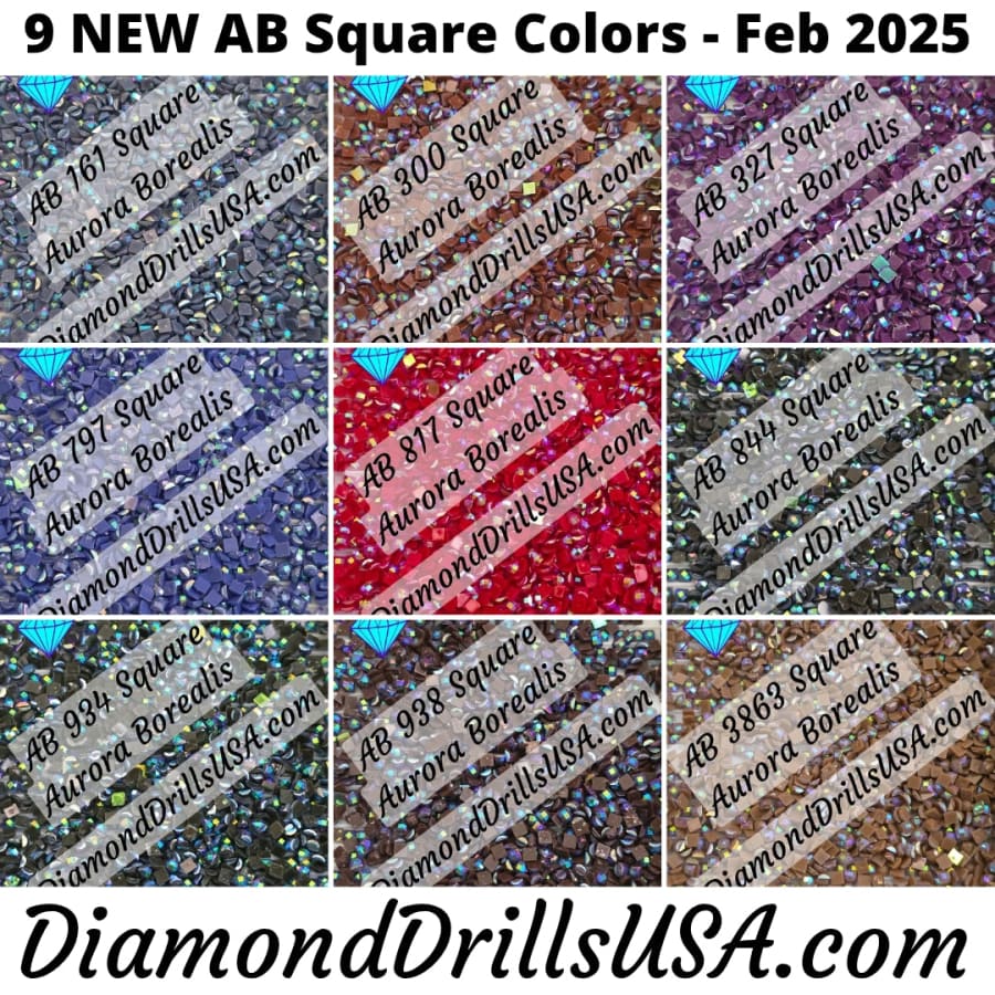 AB SQUARE Feb 2025 Set - 9 Colors Aurora Borealis Diamond