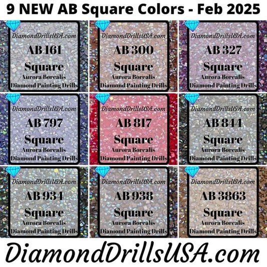 AB SQUARE Feb 2025 Set - 9 Colors Aurora Borealis Diamond