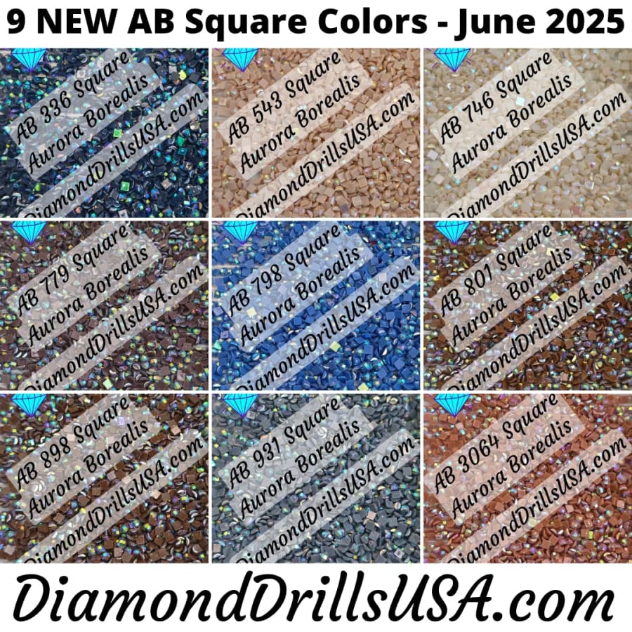AB SQUARE June 2025 Set - 9 Colors Aurora Borealis Diamond