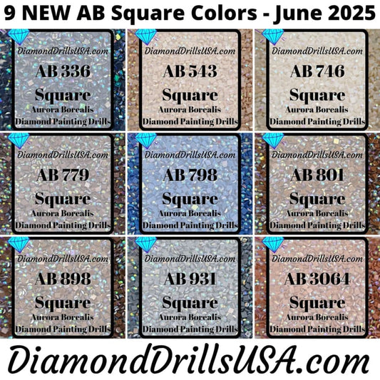 AB SQUARE June 2025 Set - 9 Colors Aurora Borealis Diamond