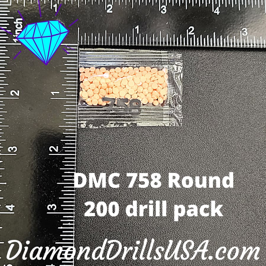 DMC 758 ROUND 5D Diamond Painting Drills Beads DMC 758 Very