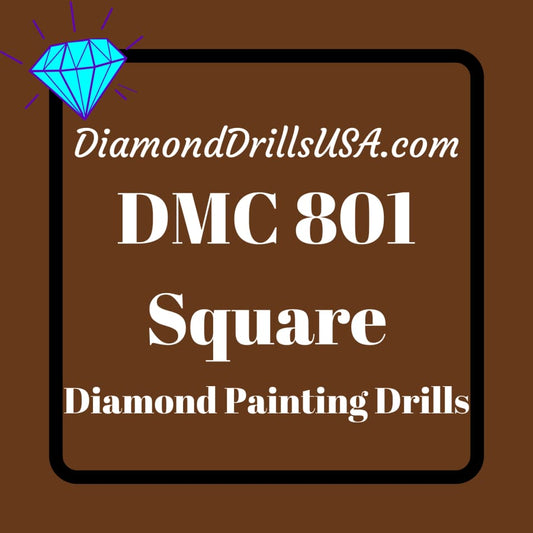 DMC 801 SQUARE 5D Diamond Painting Drills Beads DMC 801 Dark