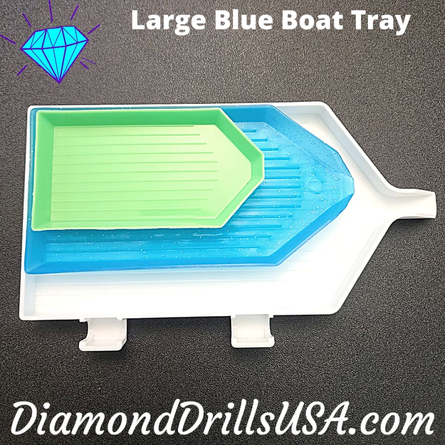 Large Blue Glitter Boat-style Drill Tray Diamond Painting -