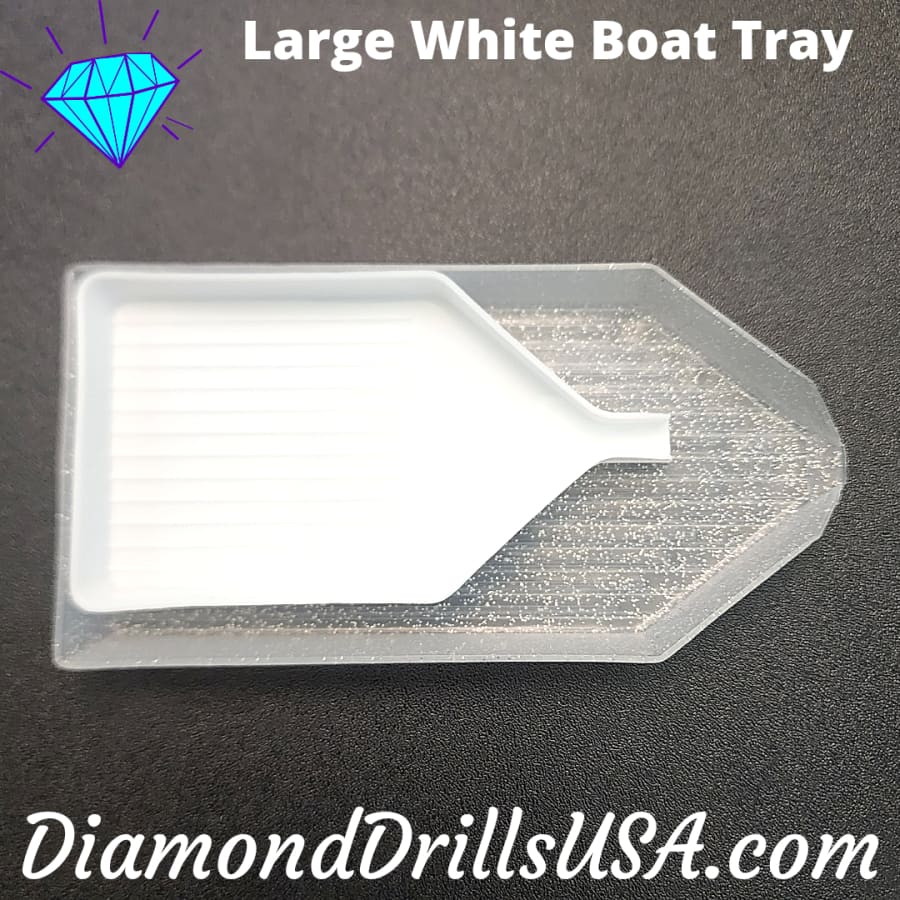 Large White Glitter Boat-style Drill Tray Diamond Painting -