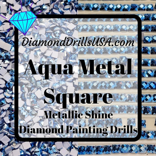 Metallic Aqua SQUARE Diamond Painting Drills Metal Finish