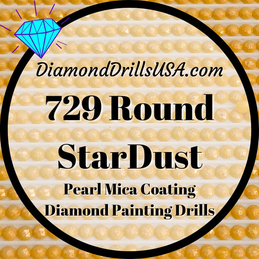 729 StarDust ROUND Pearl Mica Dust 5D Diamond Painting Drills Pixie Fairy DMC 729 Medium Old Gold Yellow