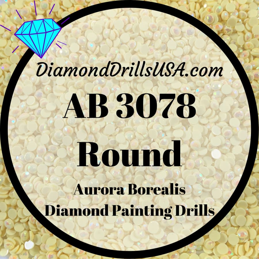 AB 3078 ROUND Aurora Borealis 5D Diamond Painting Drills Beads DMC 3078  Very Light Golden Yellow