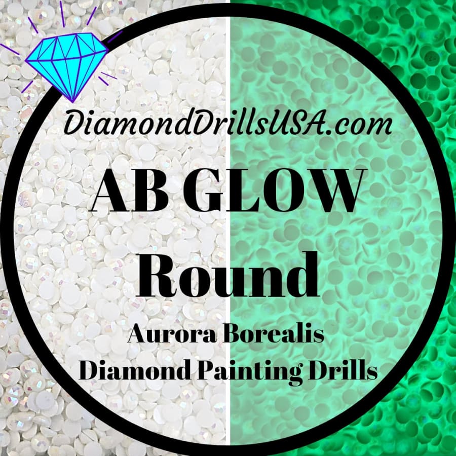 AB GLOW in the Dark ROUND Aurora Borealis WHITE AB5200 5D Diamond Painting  Drills Beads Loose Bulk