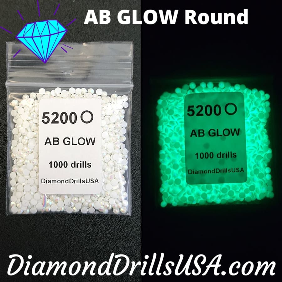AB GLOW in the Dark ROUND Aurora Borealis WHITE AB5200 5D