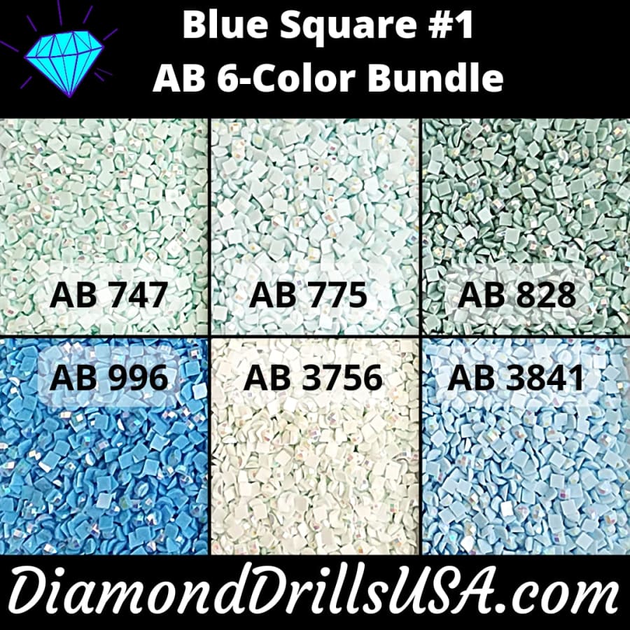 AB Square Bundle Blue #1 6 Pack AB Colors Aurora Borealis