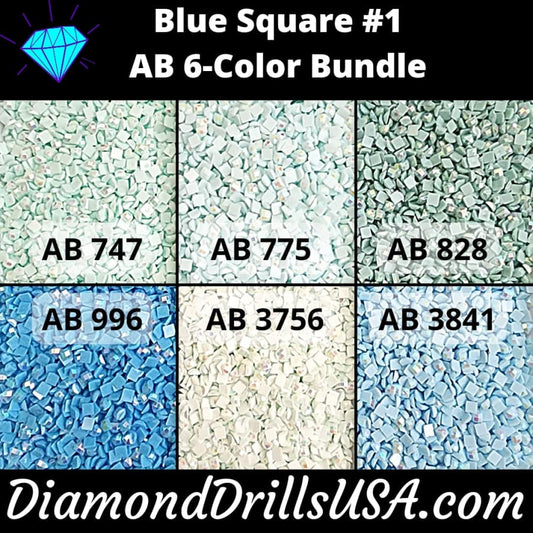 AB Square Bundle Blue #1 6 Pack AB Colors Aurora Borealis