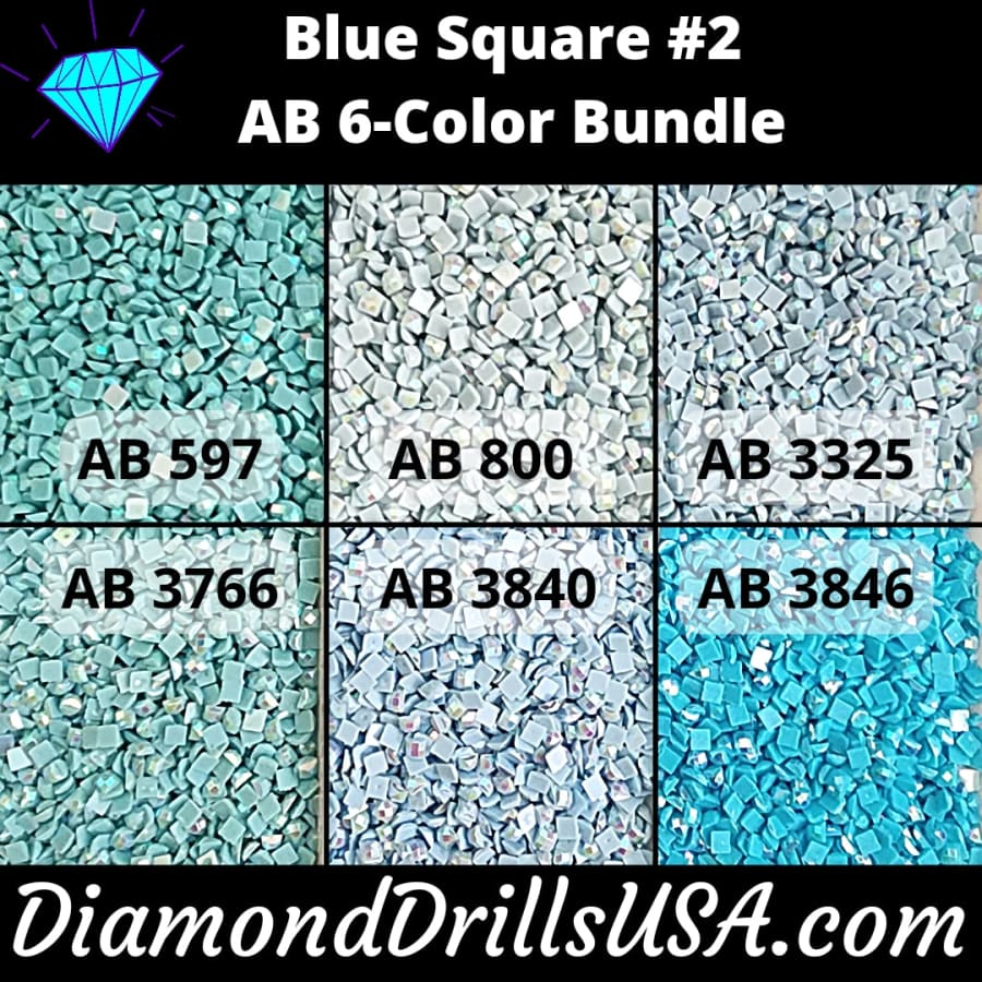 AB Square Bundle Blue #2 6 Pack AB Colors Aurora Borealis