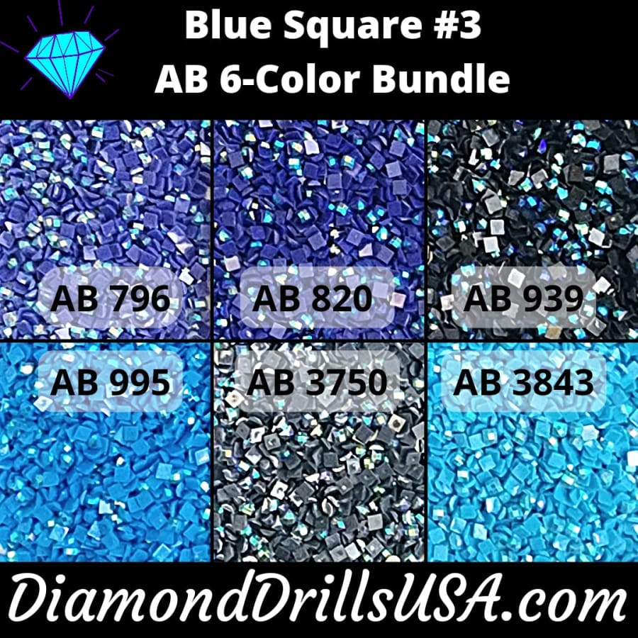 AB Square Bundle Blue #3 6 Pack AB Colors Aurora Borealis