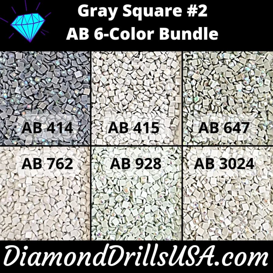 AB Square Bundle Gray #2 6 Pack AB Colors Aurora Borealis