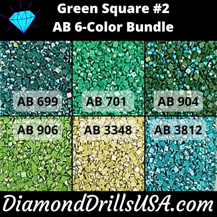 AB Square Bundle Green #2 6 Pack AB Colors Aurora Borealis