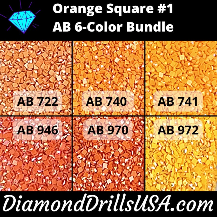 AB Square Bundle Orange #1 6 Pack AB Colors Aurora Borealis