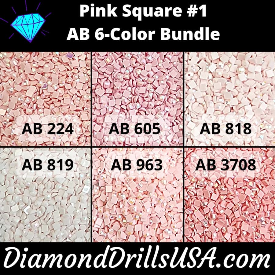 AB Square Bundle Pink #1 6 Pack AB Colors Aurora Borealis