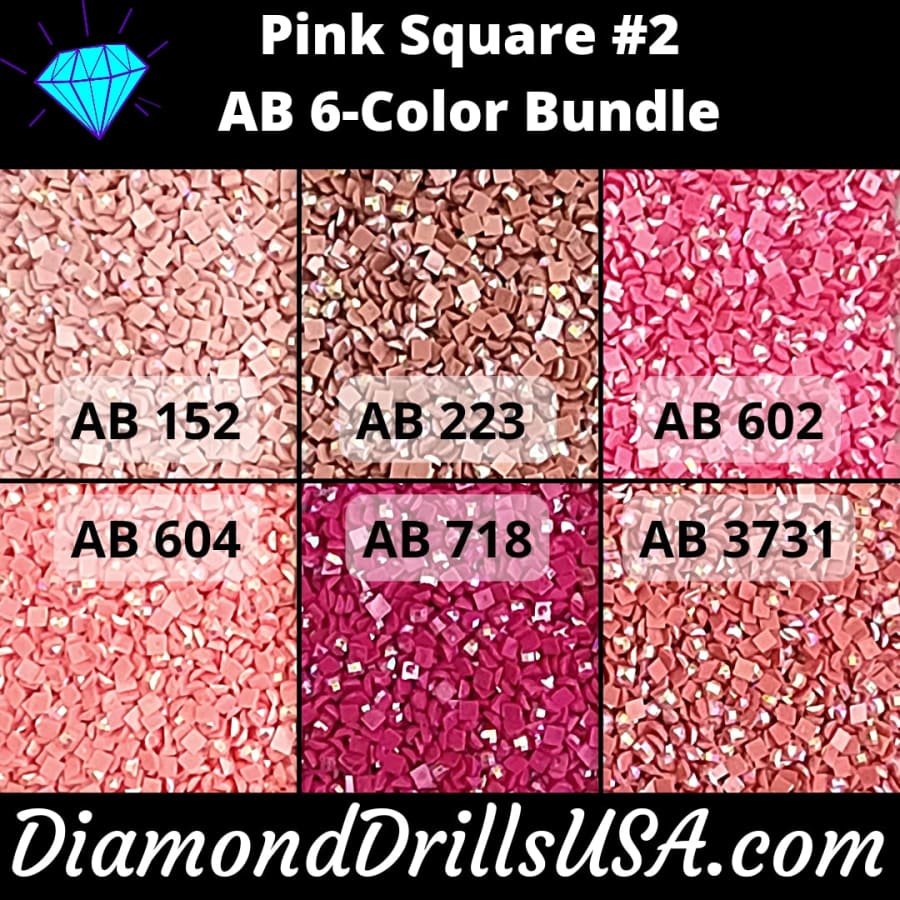 AB Square Bundle Pink #2 6 Pack AB Colors Aurora Borealis