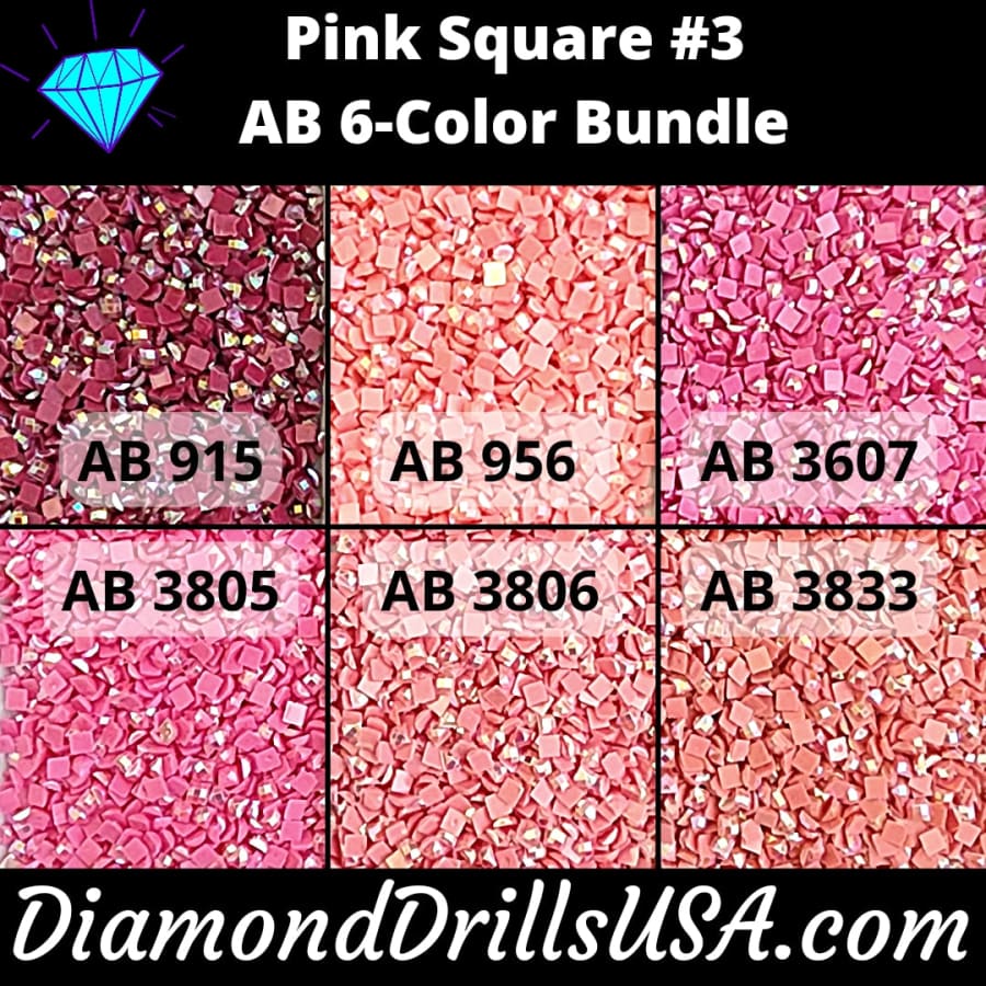 AB Square Bundle Pink #3 6 Pack AB Colors Aurora Borealis