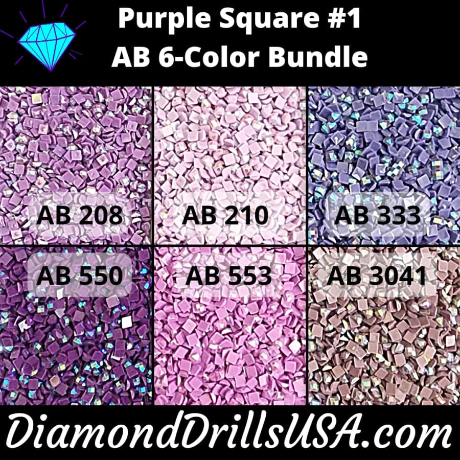 AB Square Bundle Purple #1 6 Pack AB Colors Aurora Borealis