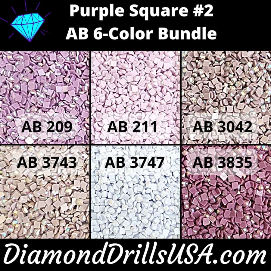 AB Square Bundle Purple #2 6 Pack AB Colors Aurora Borealis