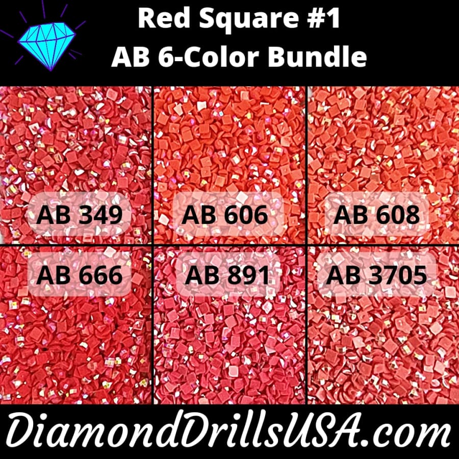 AB Square Bundle Red #1 6 Pack AB Colors Aurora Borealis