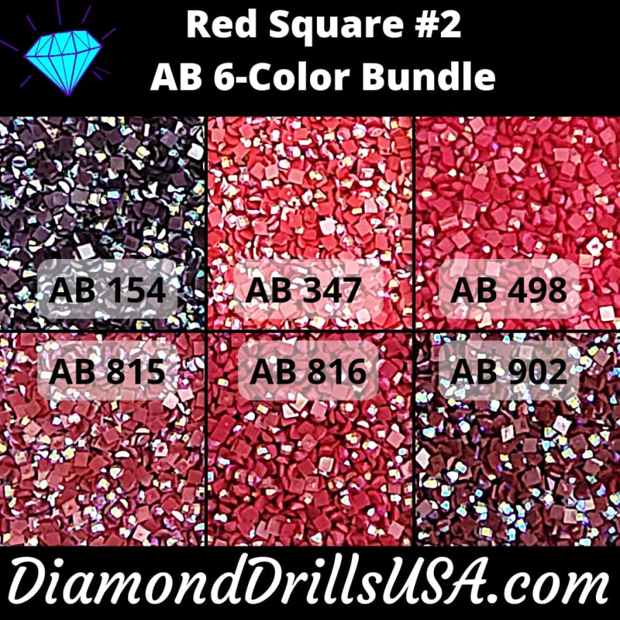 AB Square Bundle Red #2 6 Pack AB Colors Aurora Borealis
