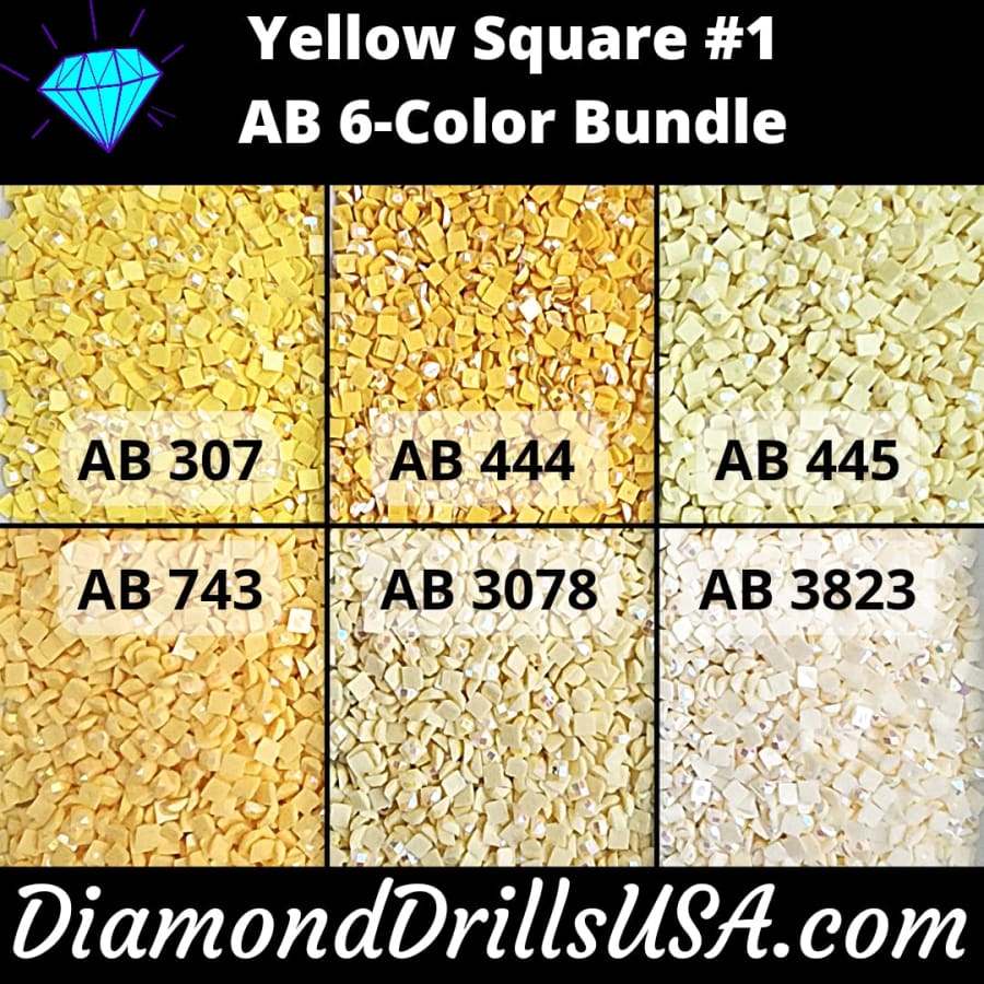 AB Square Bundle Yellow #1 6 Pack AB Colors Aurora Borealis