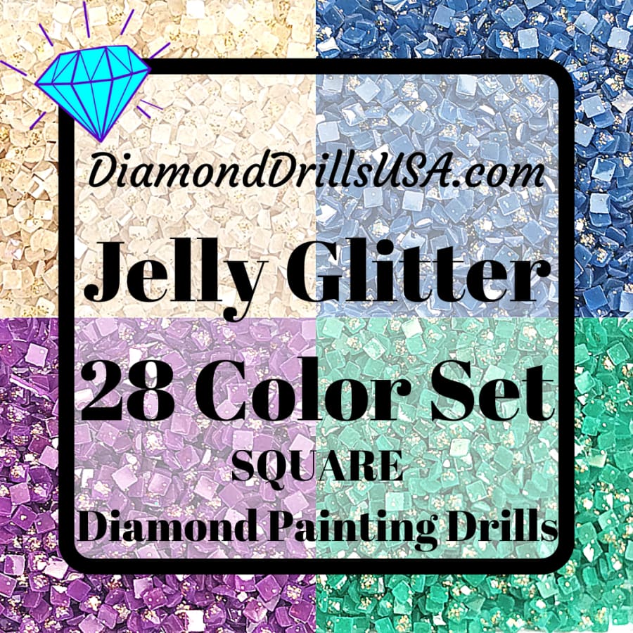 DiamondDrillsUSA - Ocean Jelly Glitter SQUARE Diamond Painting Drills Blue  12 Bulk