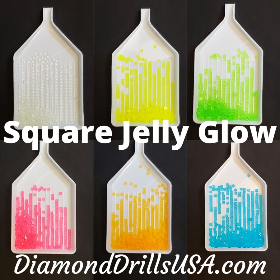 ALL 6 Jelly SQUARE GLOW in the Dark UV 5D Diamond Painting