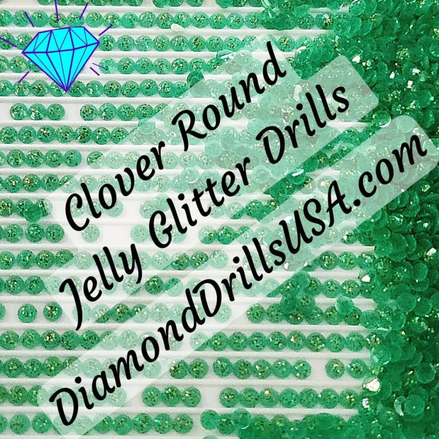 Clover Jelly Glitter ROUND Diamond Painting Drills Green 06