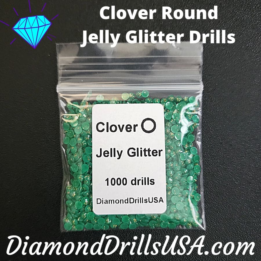 Clover Jelly Glitter ROUND Diamond Painting Drills Green 06