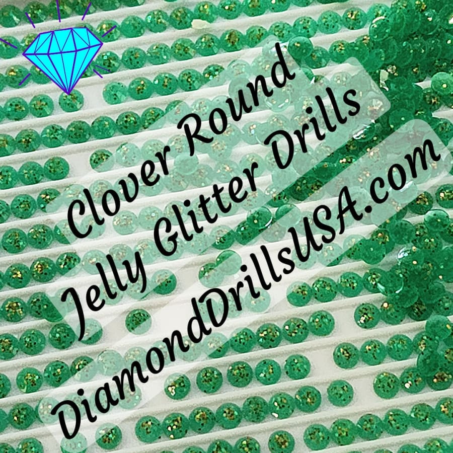 Clover Jelly Glitter ROUND Diamond Painting Drills Green 06