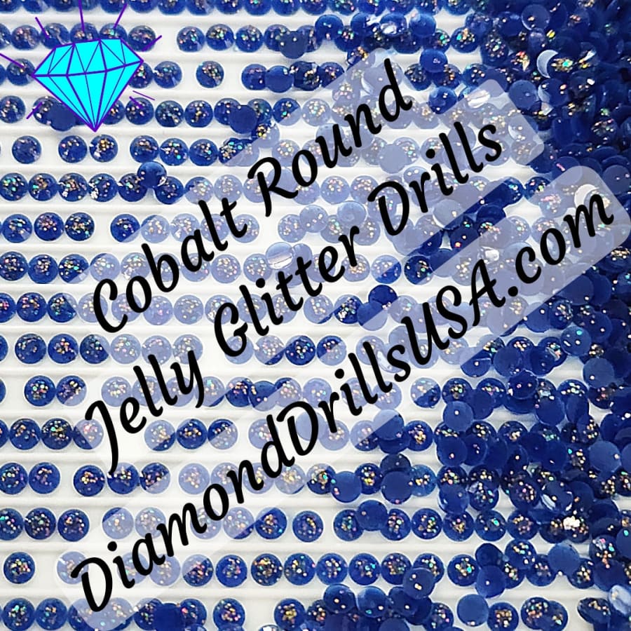 Cobalt Jelly Glitter ROUND Diamond Painting Drills Blue 14