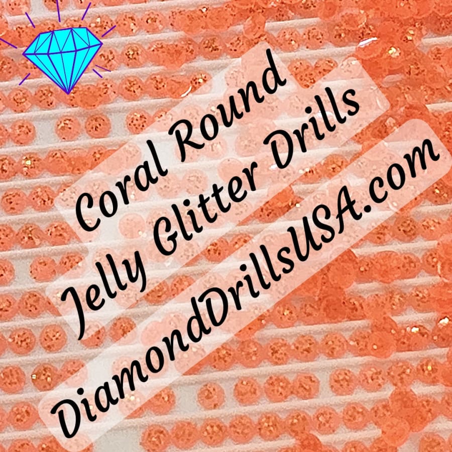 Coral Jelly Glitter ROUND Diamond Painting Drills Orange 11