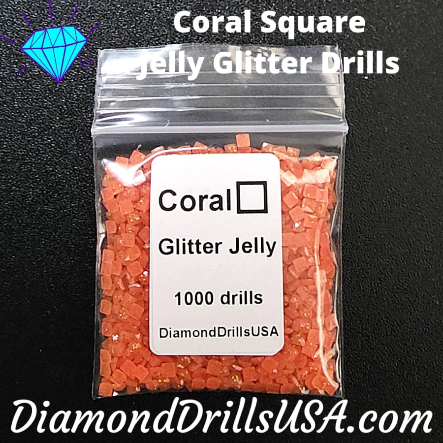 Coral Jelly Glitter SQUARE Diamond Painting Drills Orange 11