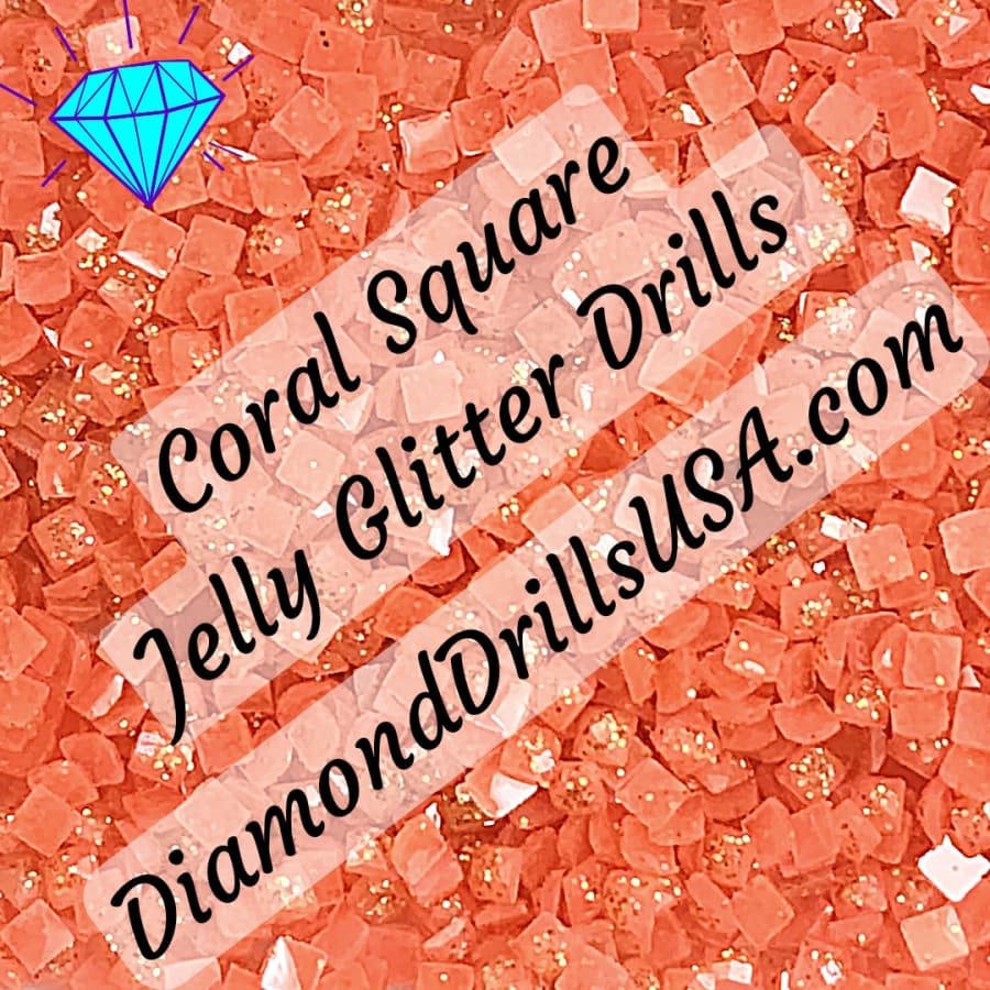 Coral Jelly Glitter SQUARE Diamond Painting Drills Orange 11