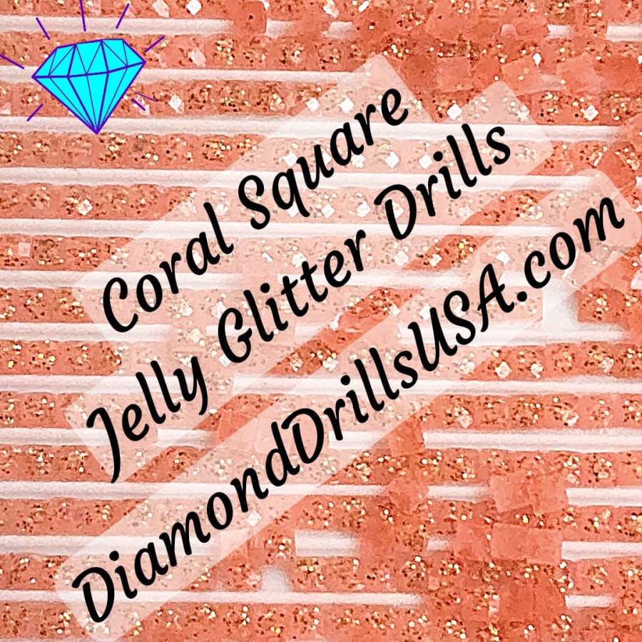 Coral Jelly Glitter SQUARE Diamond Painting Drills Orange 11