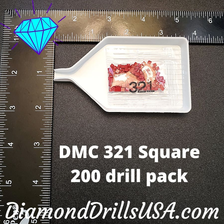 DMC 321 SQUARE 5D Diamond Painting Drills Beads DMC 321 Red