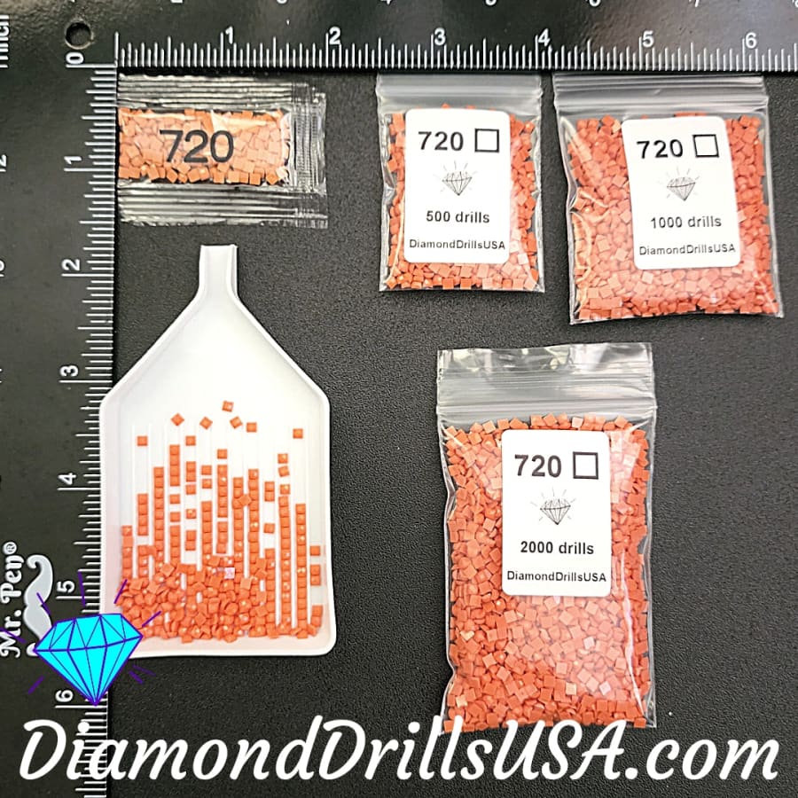 DMC 720 SQUARE 5D Diamond Painting Drills Beads DMC 720 Dark