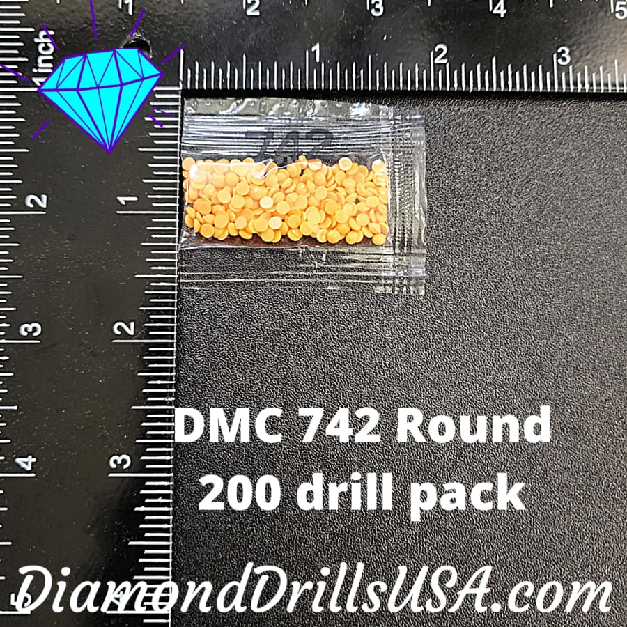 DMC 742 ROUND 5D Diamond Painting Drills Beads DMC 742 Light