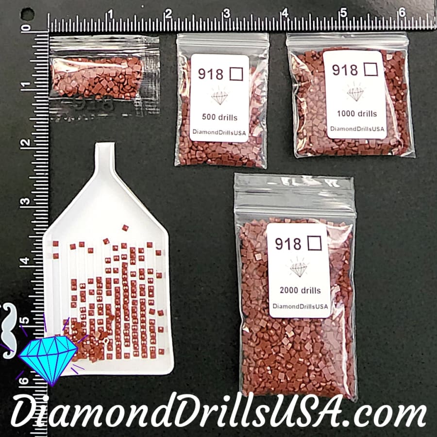 DMC 918 SQUARE 5D Diamond Painting Drills Beads DMC 918 Dark